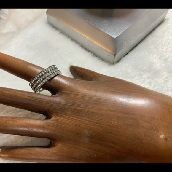 Stainless Steel 3 Row Crystal Eternity Band - Picture 6 of 8